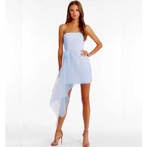 Amanda Uprichard Mandy Rose Strapless Sheath Mini Dress w/Sash, Pale Blue XS NWT